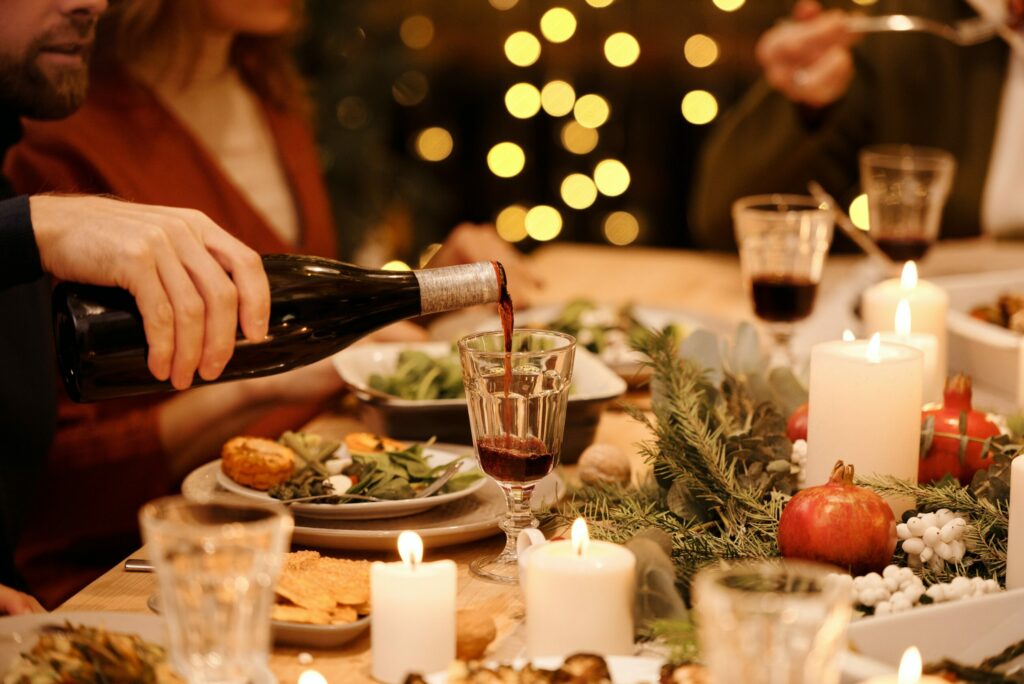 Table de réception du temps des fêtes